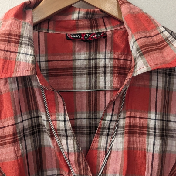 Claire France shirt size 1X orange peach and grey white pattern - Picture 3 of 6
